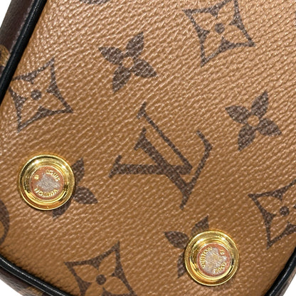 Used Louis Vuitton Monogram Eclipse Coated Canvas Vanity Chain Pouch Cross Body Bag Brown GHW
