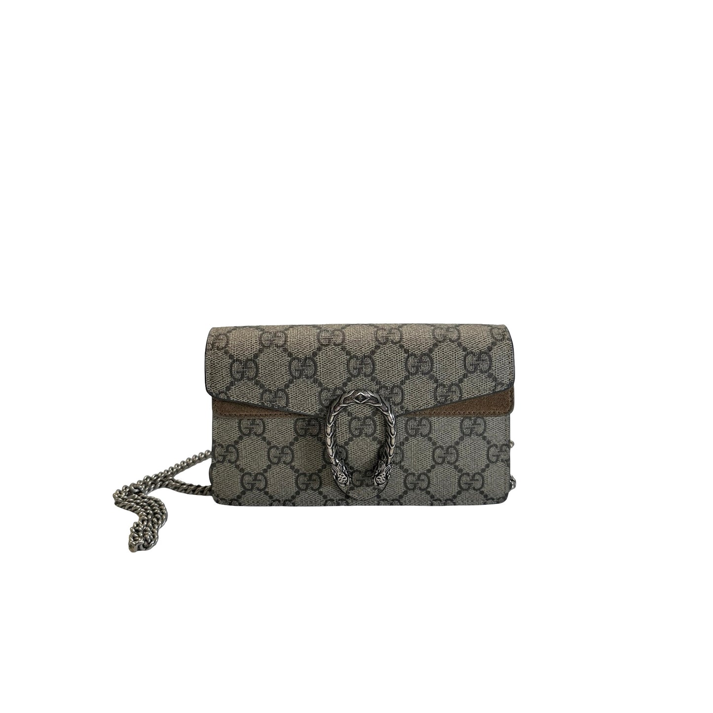 Used GUCCI GG Supreme Dionysus Chain Shoulder Bag Beige Ebony Taupe