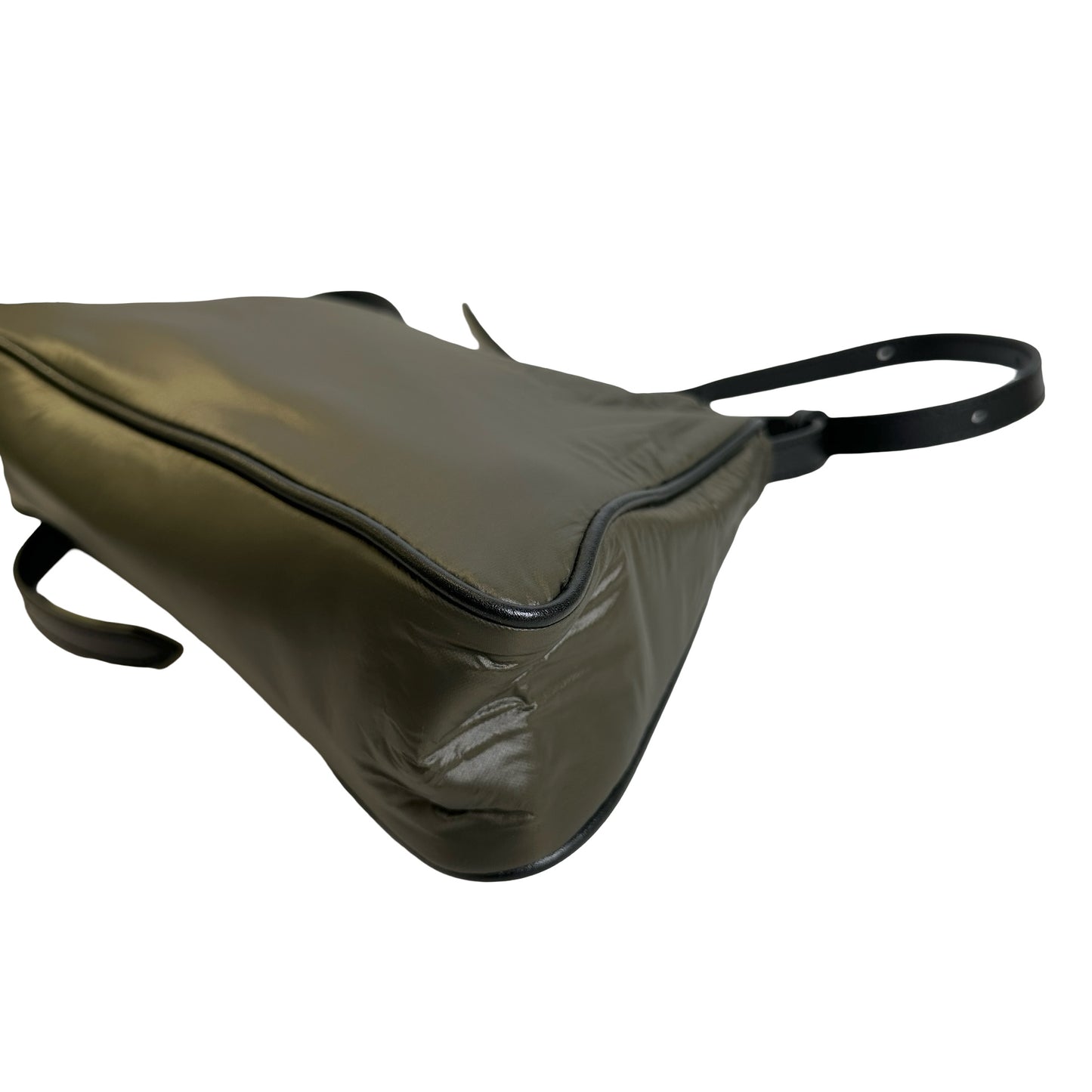 Used MAISON MARGIELA Padded Nylon Snatched Shoulder Bag Khaki Silver