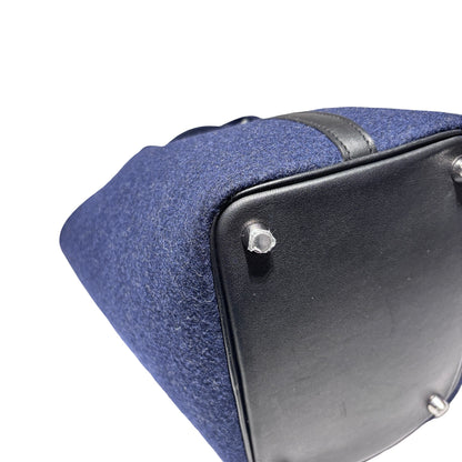 Used HERMÈS Wool Picotin 18 Handbag 2Z Bleu Nuit PHW