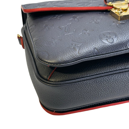 LOUIS VUITTON Monogram Empreinte Pochette Metis Crossbody Bag Navy Blue Red GHW