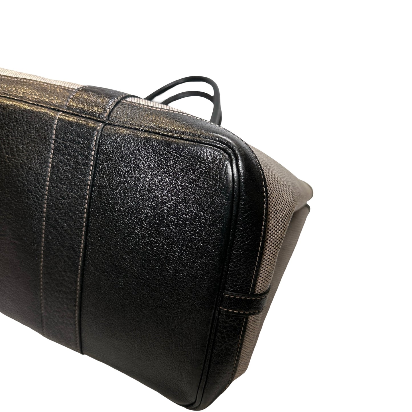 Used HERMES CANVAS GP 36 Handbag Black Grey PHW