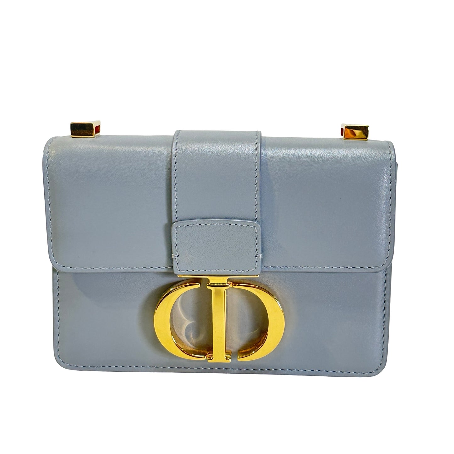 Used CHRISTIAN DIOR Calfskin 30 Montaigne Shoulder Bag Grey Blue， GHW