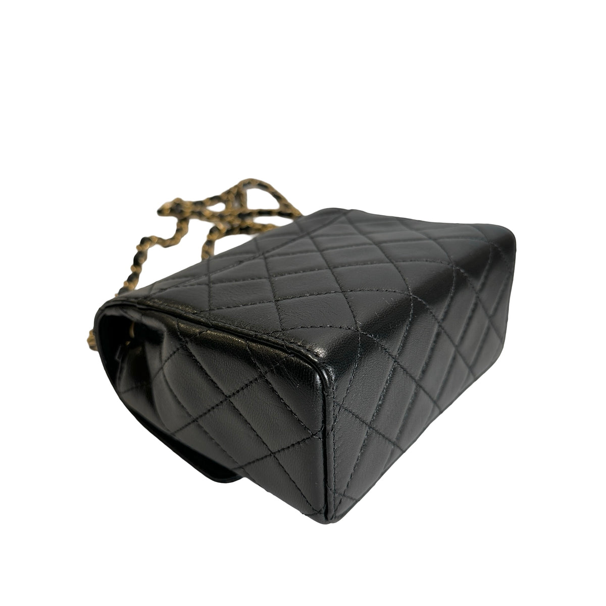 Used CHANEL Quilted Mini Flap Bag Chain Shoulder Bag Black Gold