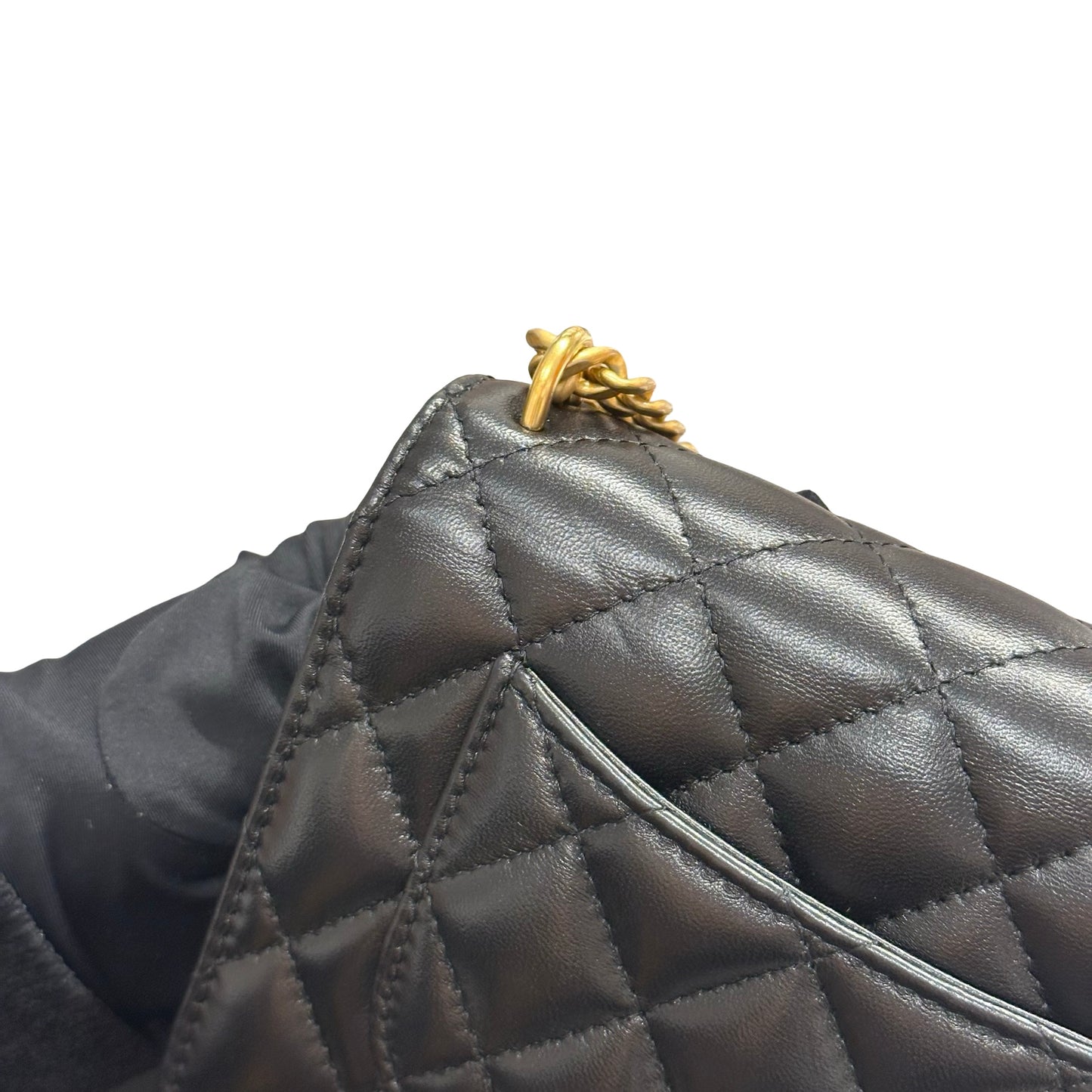 Used CHANEL WOC with Camellia Chain Shoulder Bag Black GHW