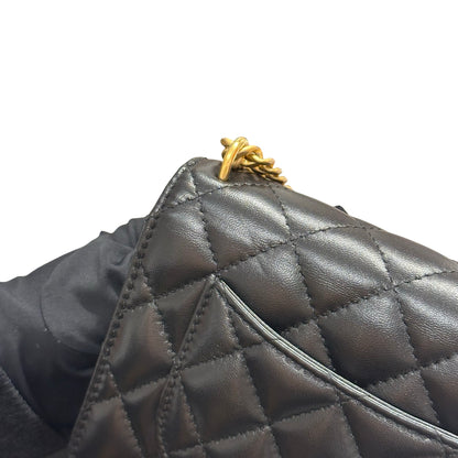 Used CHANEL WOC with Camellia Chain Shoulder Bag Black GHW