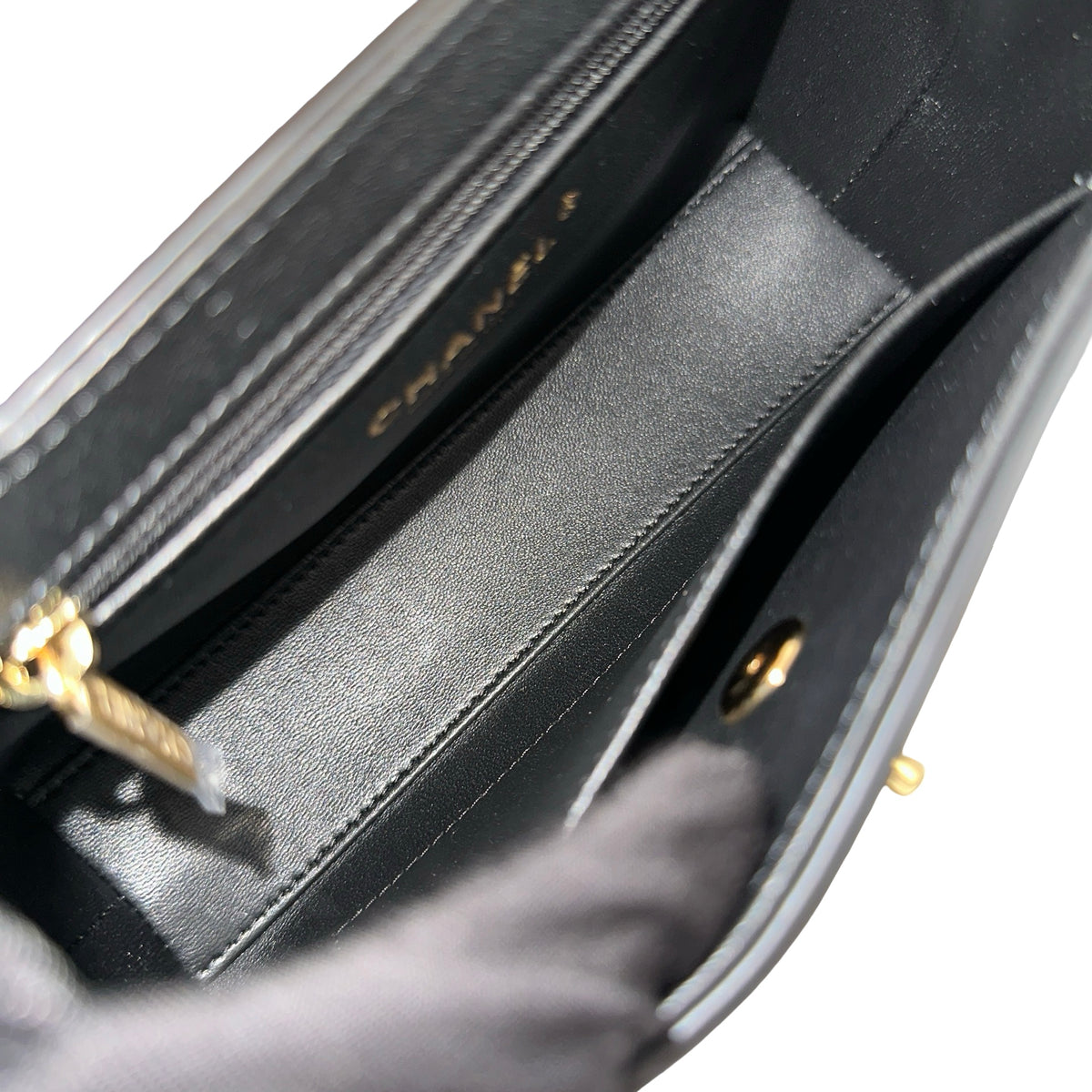 Brand New CHANEL Caviar Coco Handle Handbag Brown Gold