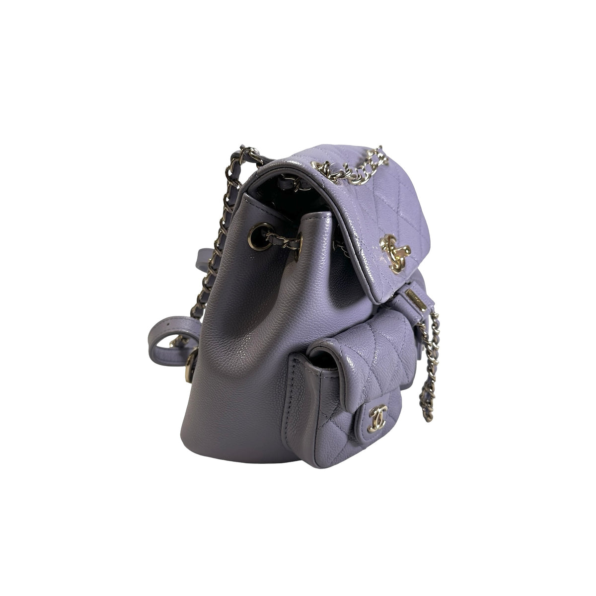 Used CHANEL Quilted Caviar Duma Backpack Purple Gold