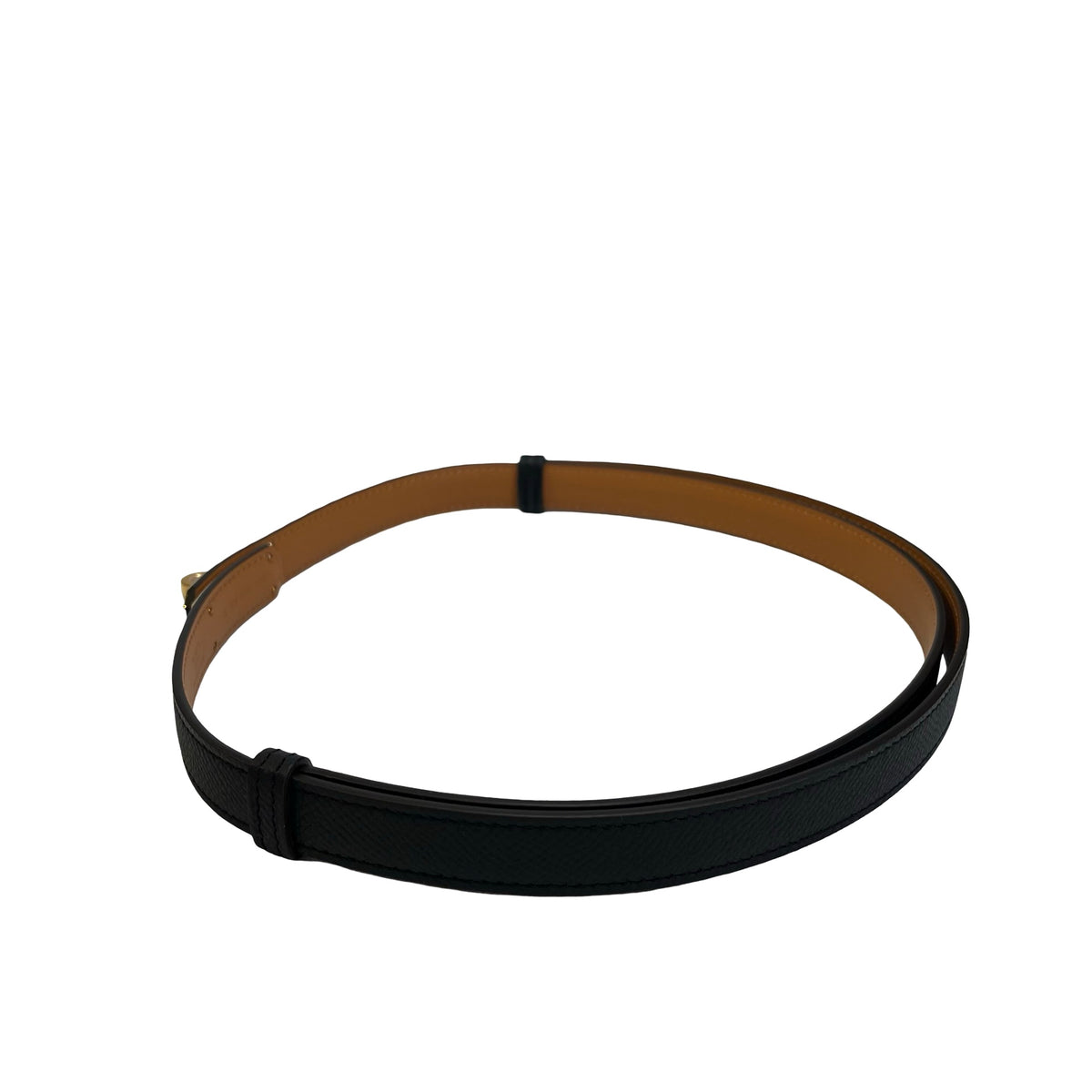 Brand New HERMES Leather Kelly Belt Black Gold