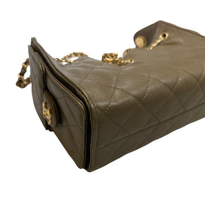 Used CHANEL Caviar Quilted Hobo Bag Hobo Bag Brown GHW