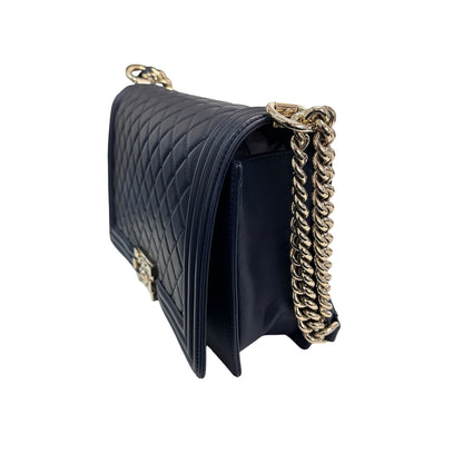 Used CHANEL Shoulder Bag Navy Blue GHW