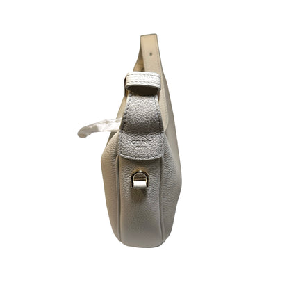 Used CELINE Grained Calfskin Teen Lulu Rice Hobo Bag White Ghw