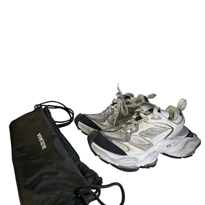 Used BALENCIAGA Mesh Nylon Runner Sneakers White Black Silver