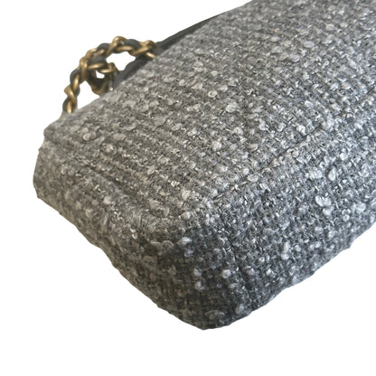 Used CHANEL Tweed Chanel 19 Chain Shoulder Bag Grey，GHW
