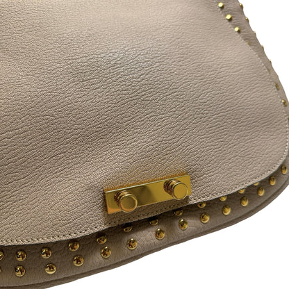 Used MARNI Leather Studded Trunk Bag Crossbody Bag Beige Gold
