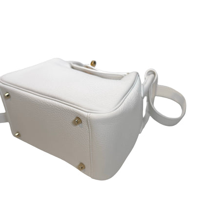 Used HERMES Clemence Leather Mini Lindy Cross body bag White GHW