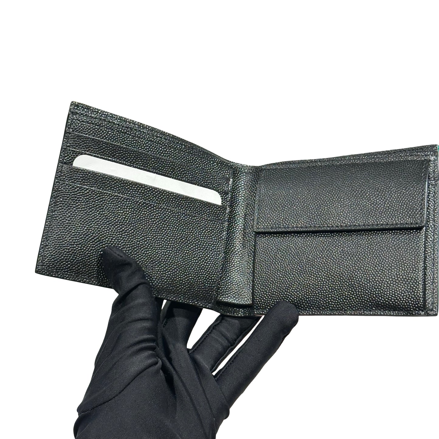 Unused SAINT LAURENT Calfskin Leather YSL PORTEFEUILLE HOMME(128Y)SL Wallet Black