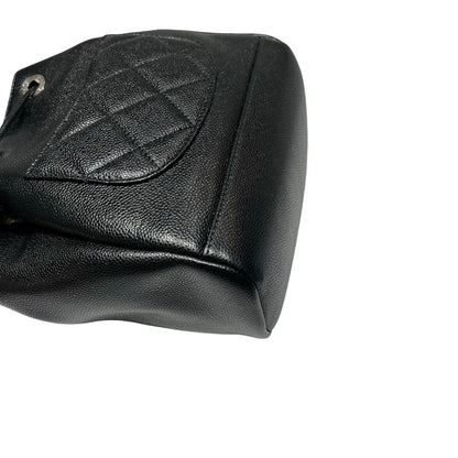 Used CHANEL Calfskin Leather Cross Body Bag Black GHW