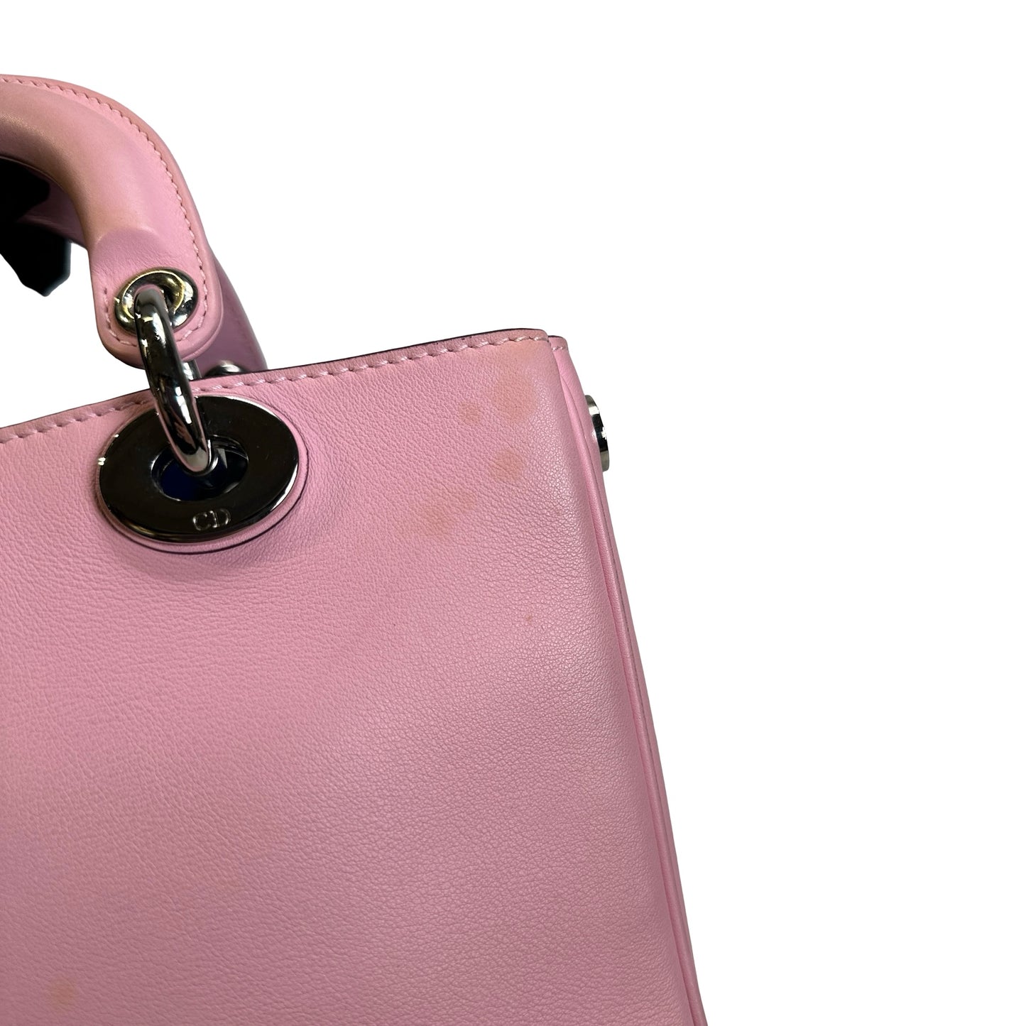 Used DIOR Calfskin Lady Dior Handbag Pink PHW