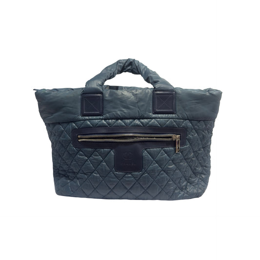 Used CHANEL Quilted Cocoon Tote Bag Navy