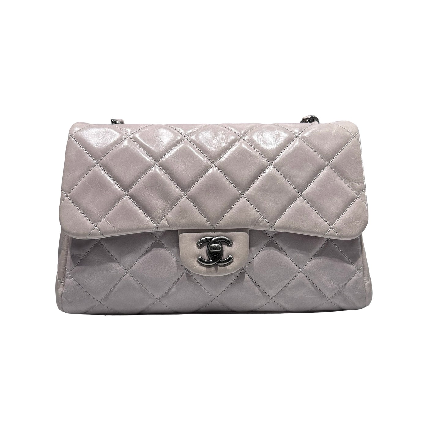 Used CHANEL Flap Chain Shoulder Bag Grey
