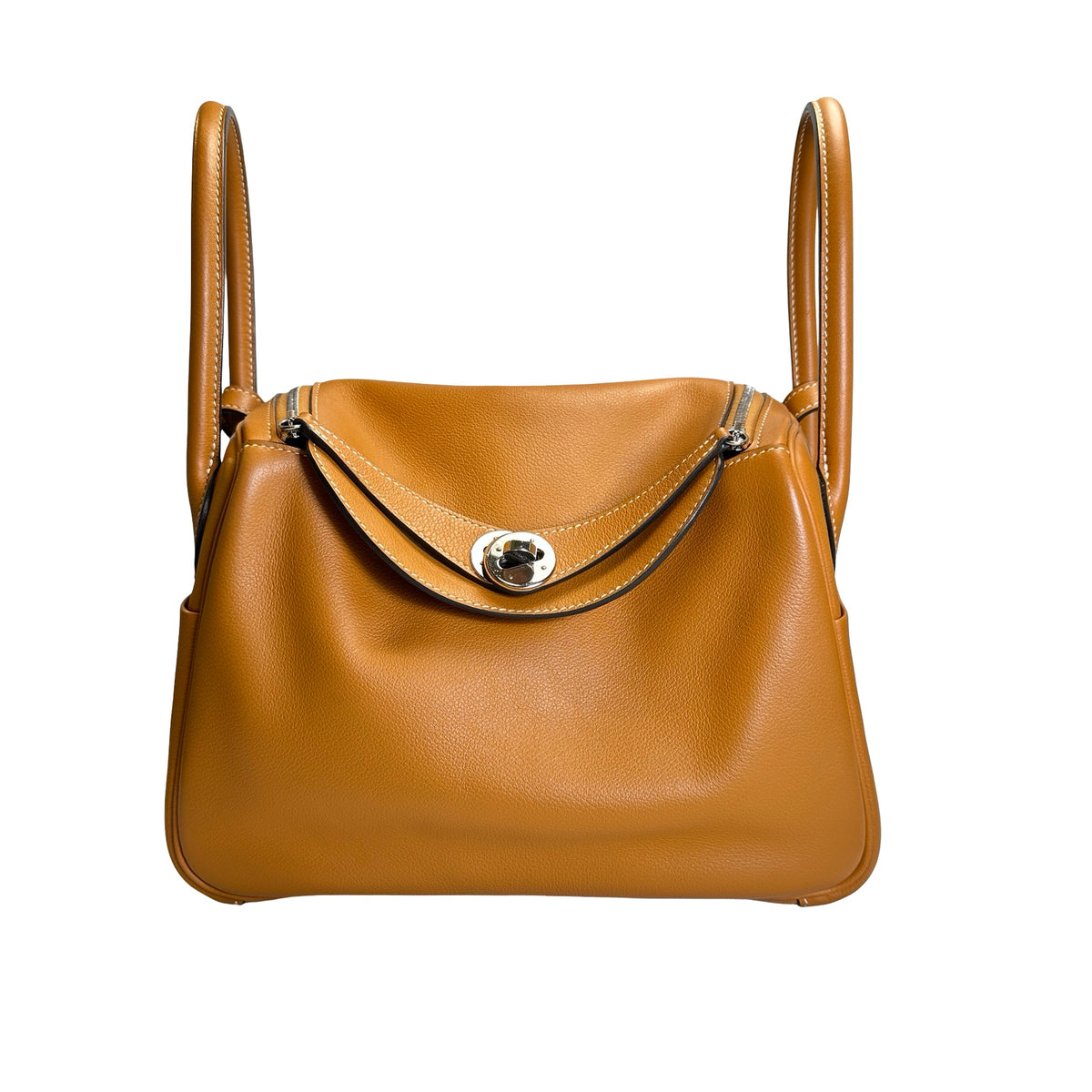 Used HERMES Leather Lindy 26 Shoulder Bag Brown PHW