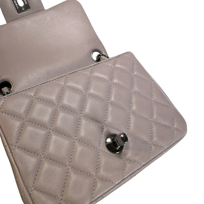 Used CHANEL Lambskin Classic Flap Bag Cross body bag Grey PHW