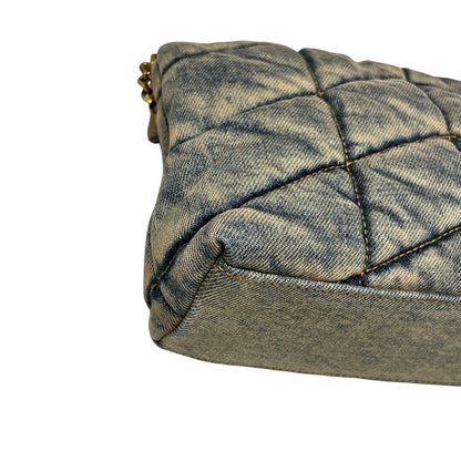 Used Saint Laurent Denim Denim Louloe Puffer Shoulder Bag Blue GHW