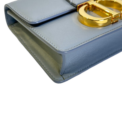 Used CHRISTIAN DIOR Calfskin 30 Montaigne Shoulder Bag Grey Blue， GHW