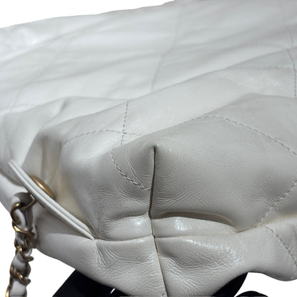 Used CHANEL Calfskin Medium 22 Backpack Backpack White