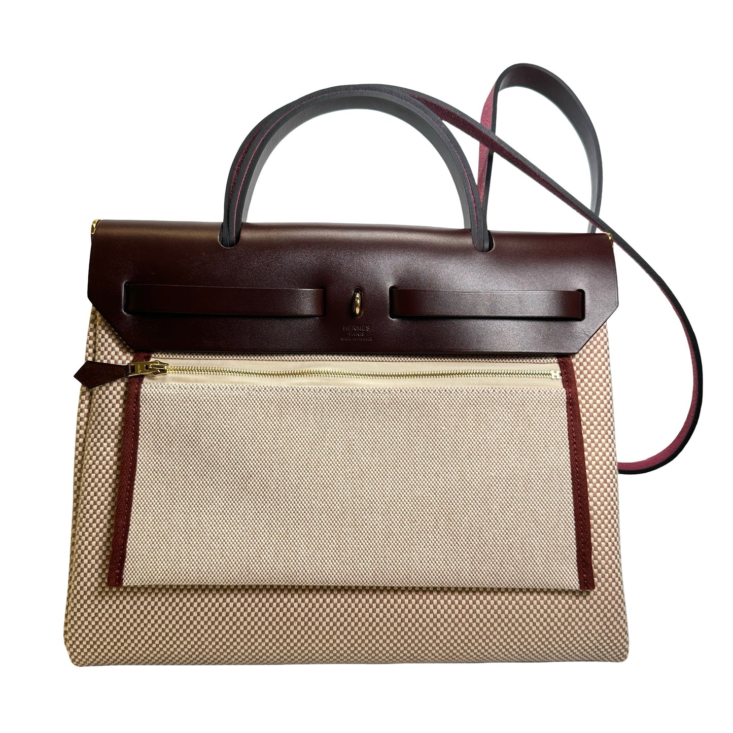 Brand New HERMES Canvas Leather Herbag 31 Handbag Beige Brown