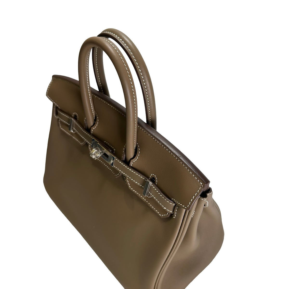 Used HERMES Swift Leather Birkin 25 Handbag Etoupe PHW