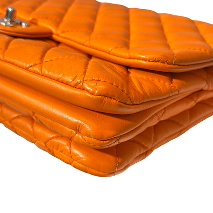 Used CHANEL FLAP Cross Body Orange PHW Cross Body Bag Orange