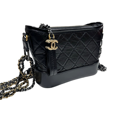 Used CHANEL Gabrielle small Chain Shoulder Bag Black PHW