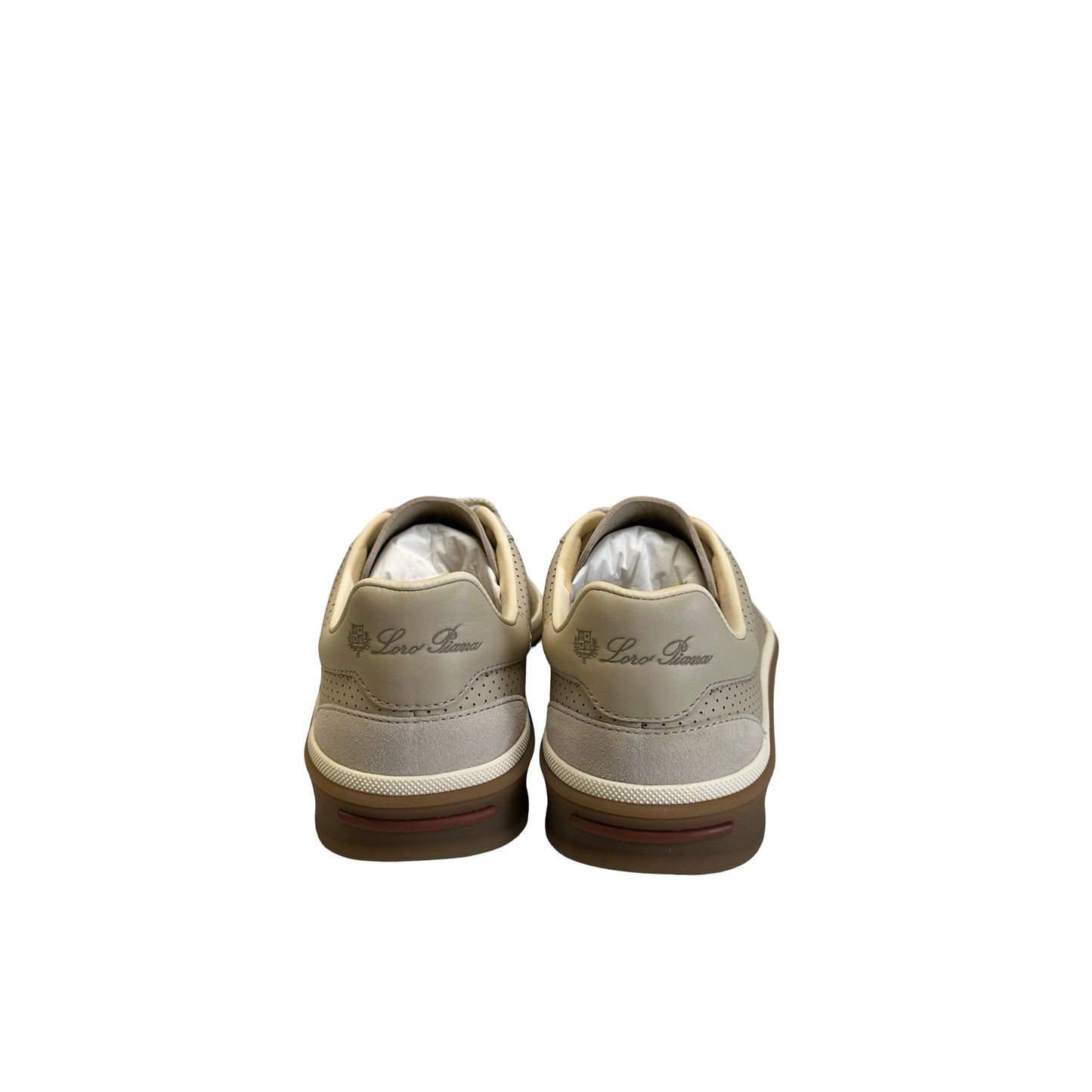 Brand New LORO PIANA SUEDE LEATHER PERFORATED SUEDE LP SNEAKER Sneakers WHITE GUM SOLE