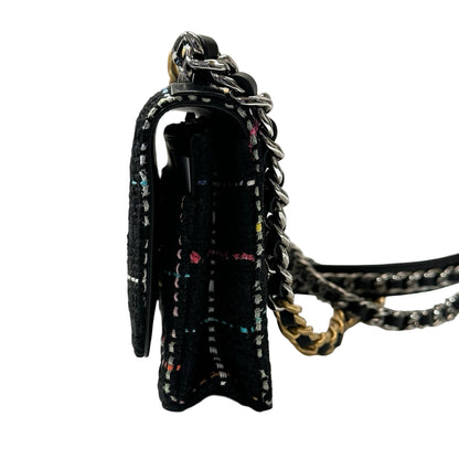 Unused CHANEL 19 Tweed Chain Shoulder Bag Black GHW