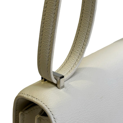 Used HERMES Leather Crocodile Mini Constance Cross body bag White Brown Silver