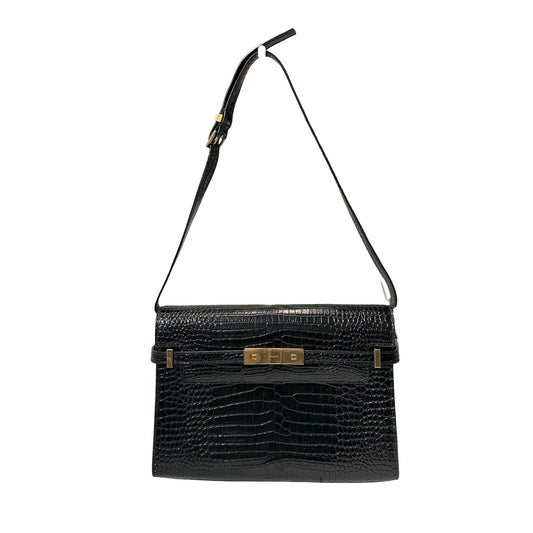 Used SAINT LAURENT Manhattan Medium Shoulder Bag Black GHW
