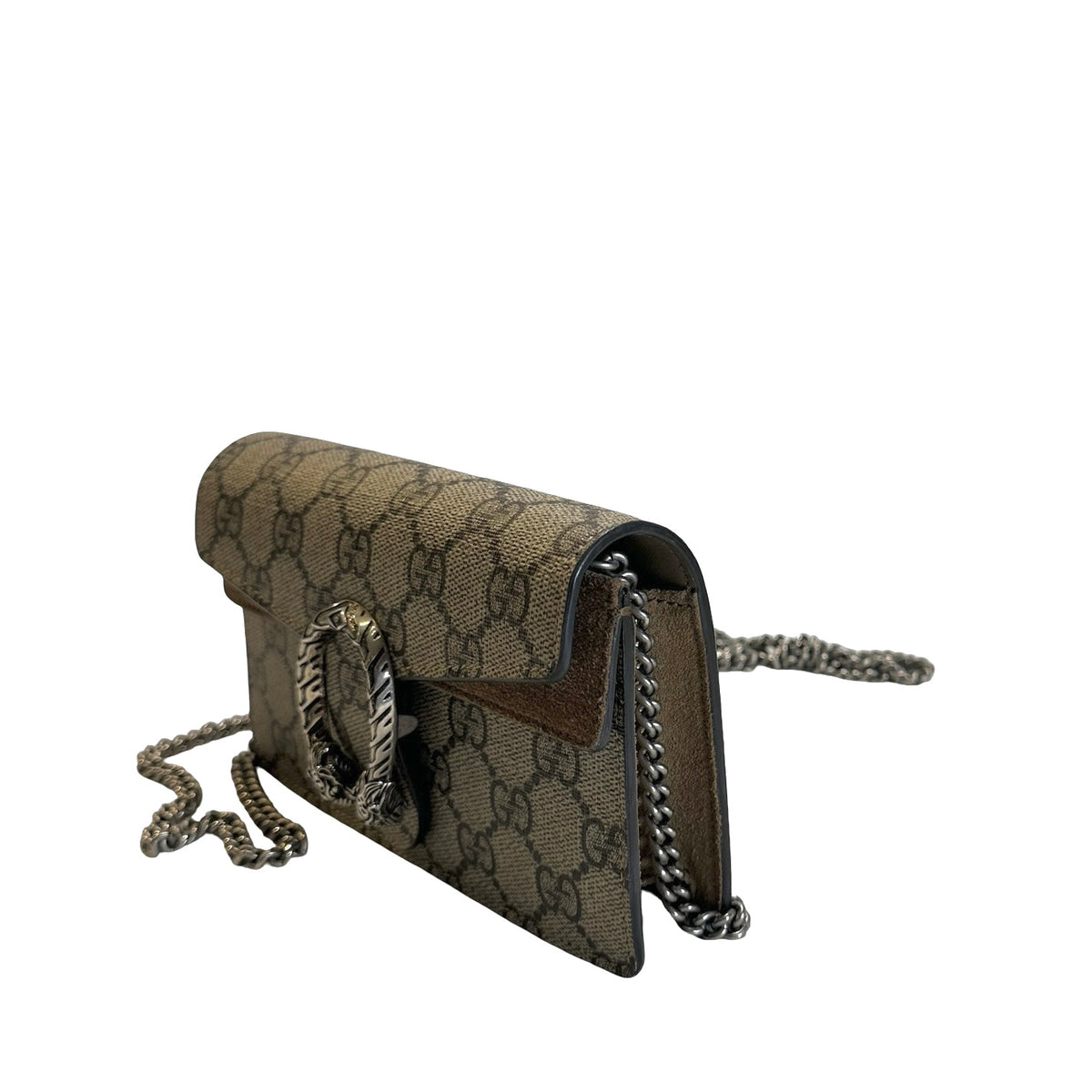 Used GUCCI GG Supreme Dionysus Chain Shoulder Bag Beige Ebony Taupe
