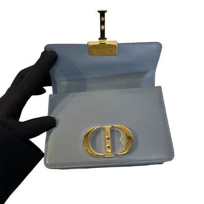 Used CHRISTIAN DIOR Calfskin 30 Montaigne Shoulder Bag Grey Blue， GHW