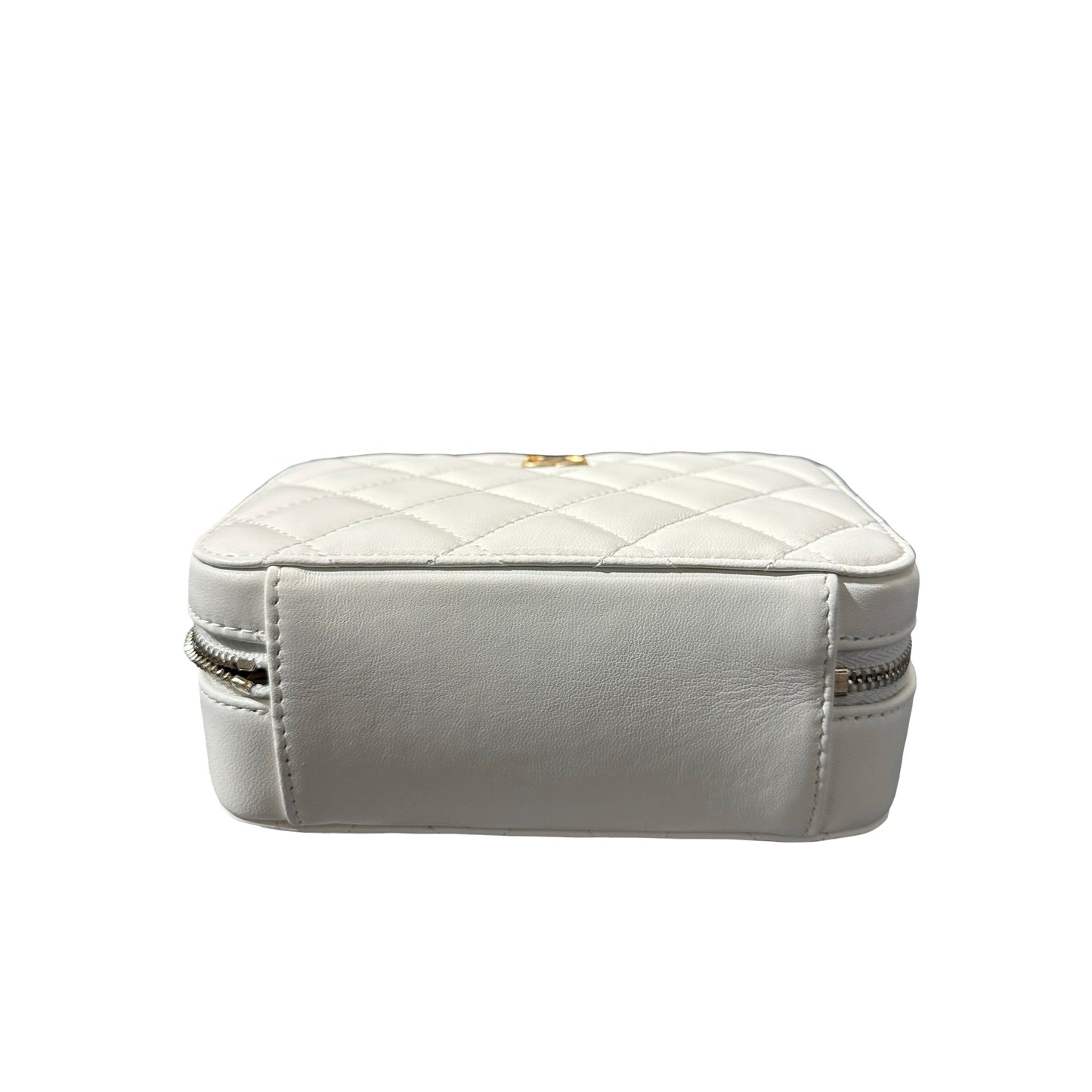 Used CHANEL Lambskin Leather Cross Body Bag GHW White