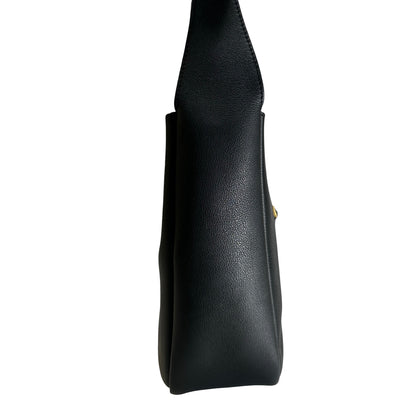 Used SAINT LAURENT Leather Le 5 à 7 Shoulder Bag Black Gold