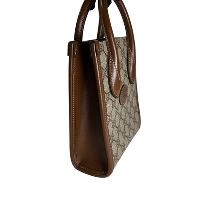 Used GUCCI GG Supreme Interlocking G Mini Tote Bag Tote Bag Beige Brown