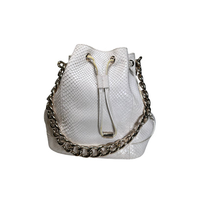 Used CHRISTIAN DIOR Python Bucket Bag Bucket Bag White GHW