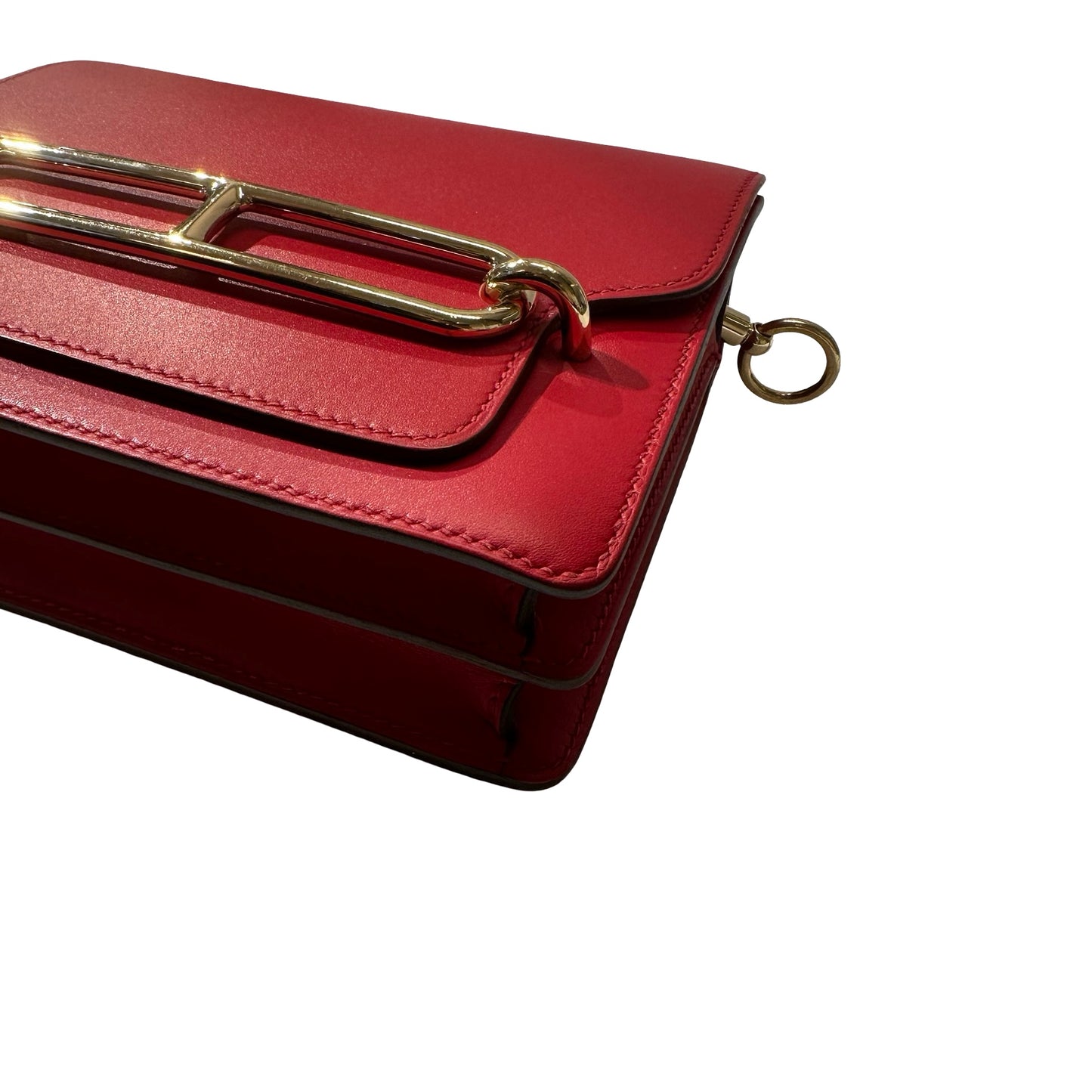 Used HERMÈS Allegro Calfskin MINI ROULIS Shoulder Bag 5X Rouge Piment GHW