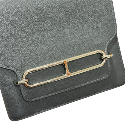 Used Hermès Clemence leather MINI ROULIS Shoulder Bag Gray PHW