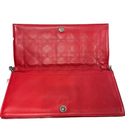 Used DIOR Cannage Lambskin Lady Dior Wallet on chain Red PHW