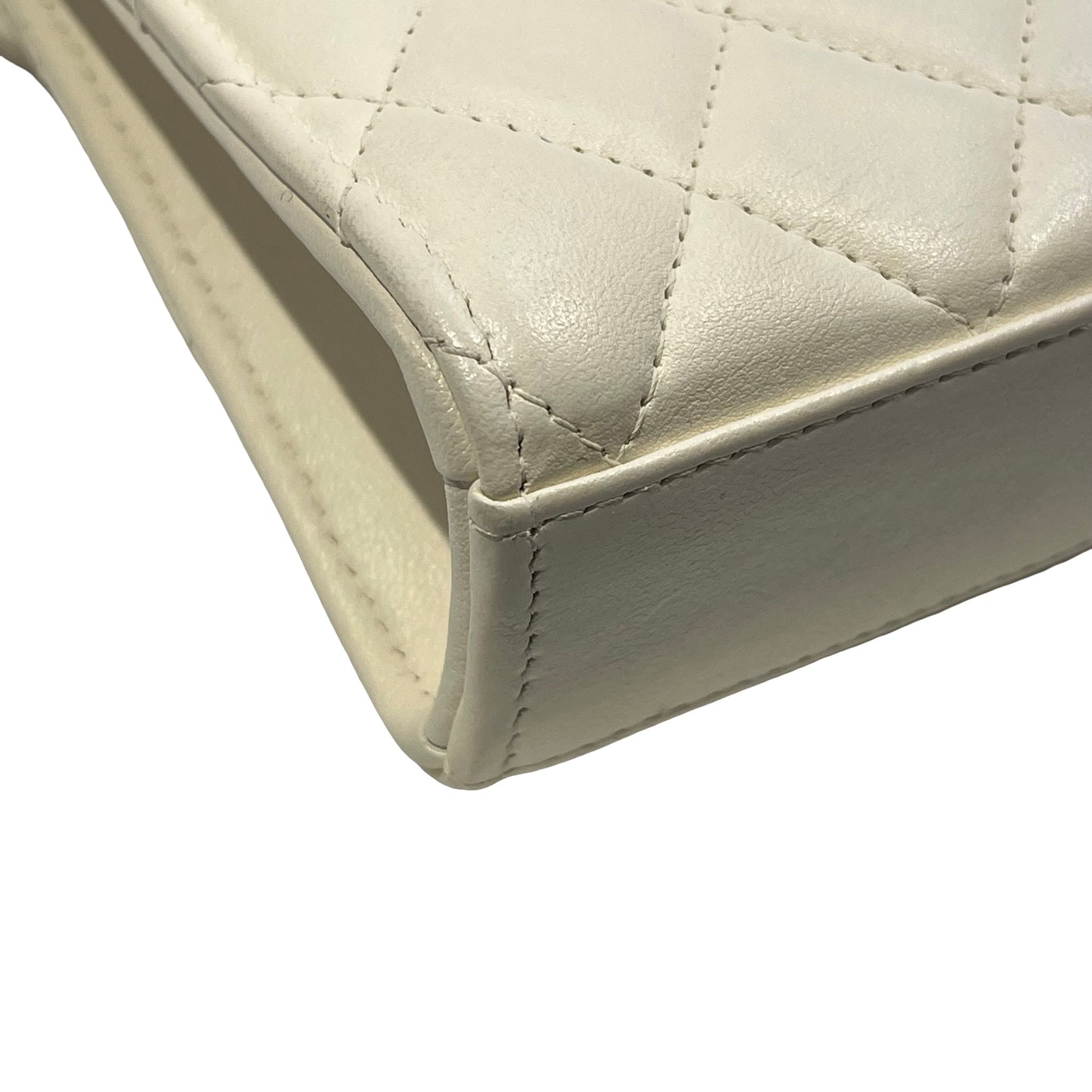 Used CHANEL Phone Holder Shoulder Bag White GHW