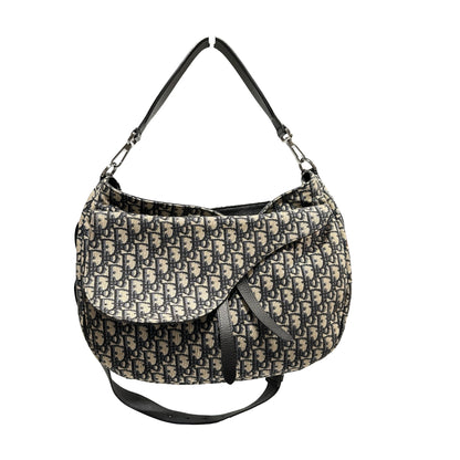 Used DIOR Canvas Oblique Saddle Messenger Bag GHW