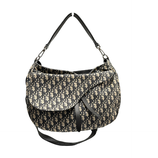 Used DIOR Canvas Oblique Saddle Messenger Bag GHW